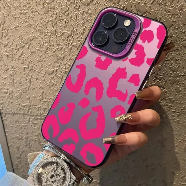 Leopard Print Electroplate iPhone Case - IMD Silver Cover