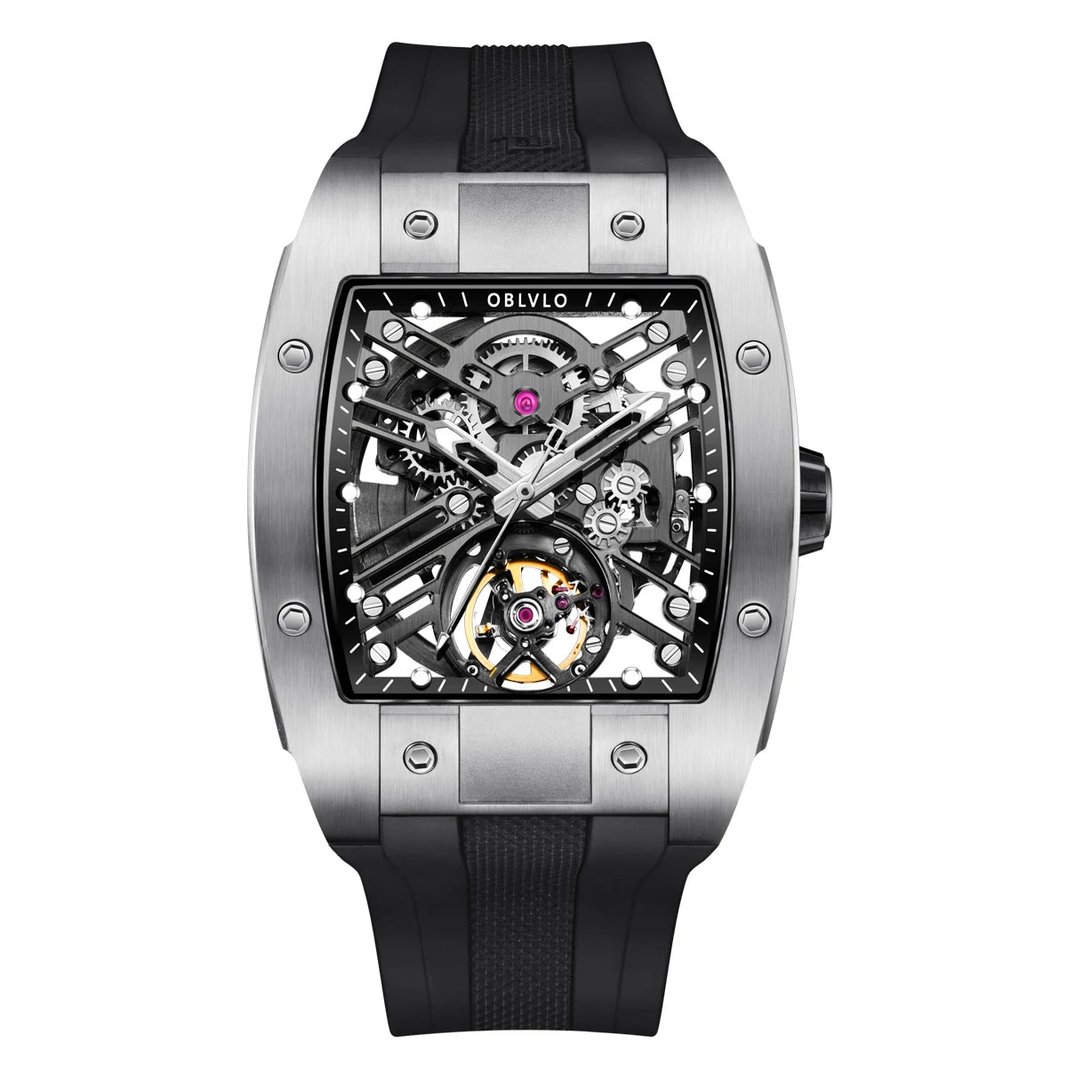 OBLVLO EM-ST Square Skeleton Sport Watch