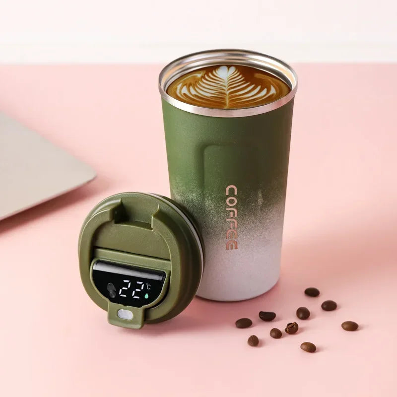 Stainless Steel Thermos Mug with Temperature Display – 380/510ml Vacuum Insulated Tumbler
