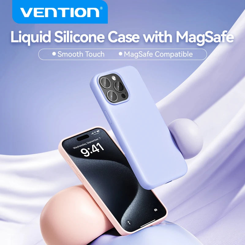 Vention Liquid Silicone Magnetic iPhone Case for 13-15 ProMax, Wireless Charging
