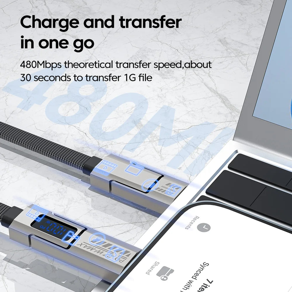 4-in-1 100W USB Type-C Fast Charging Cable