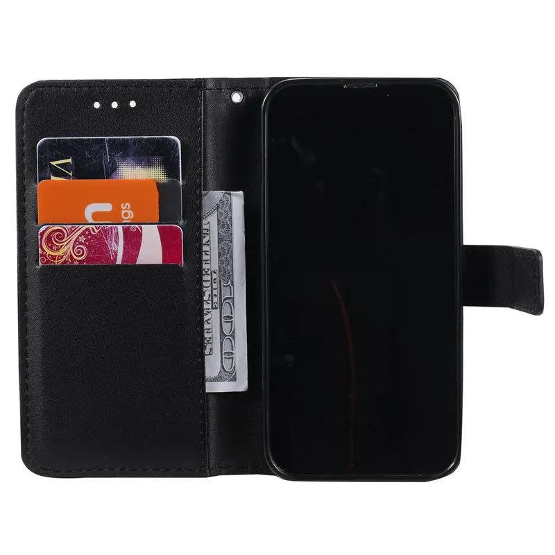 Wallet Leather Case with Card Slot for iPhone 15 Pro Max, 14 Plus, 13, 12, 11
