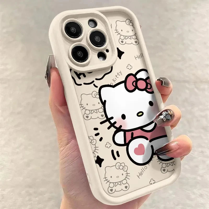 Sanrio Hello Kitty Silicone Phone Case for iPhone 7-16 Pro Max Plus