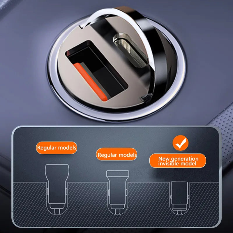 100W Mini Fast Car Charger QC3.0 PD USB Type-C for iPhone, Samsung, Xiaomi