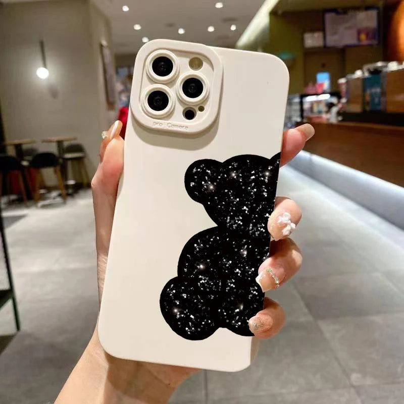 Floral Bear Painting iPhone Case for 7-16 Pro Max, SE, XS, XR