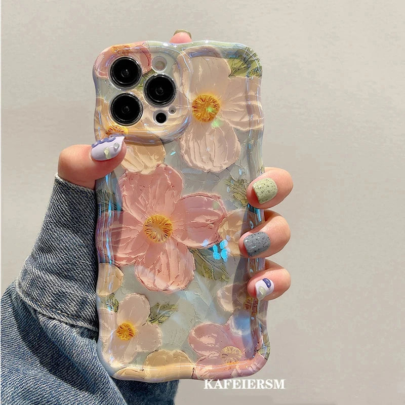 Luxury laser flower pattern phone case.