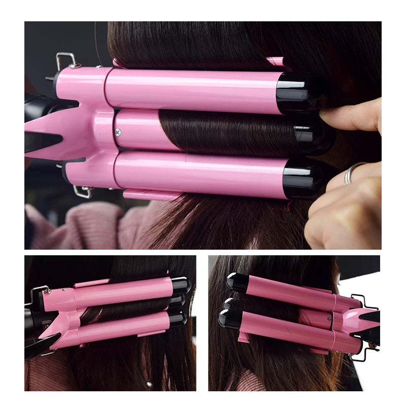 Triple Barrel Ceramic Hair Curler Wand