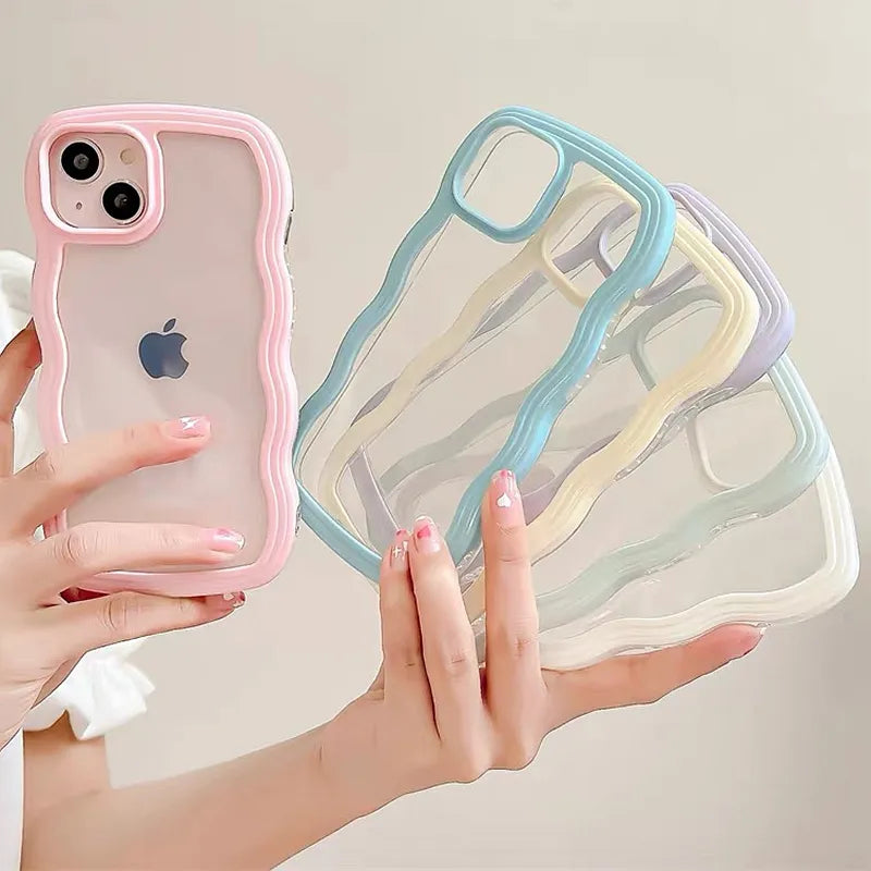 Wavy Lines Transparent Case for iPhone 11-15 Pro Max