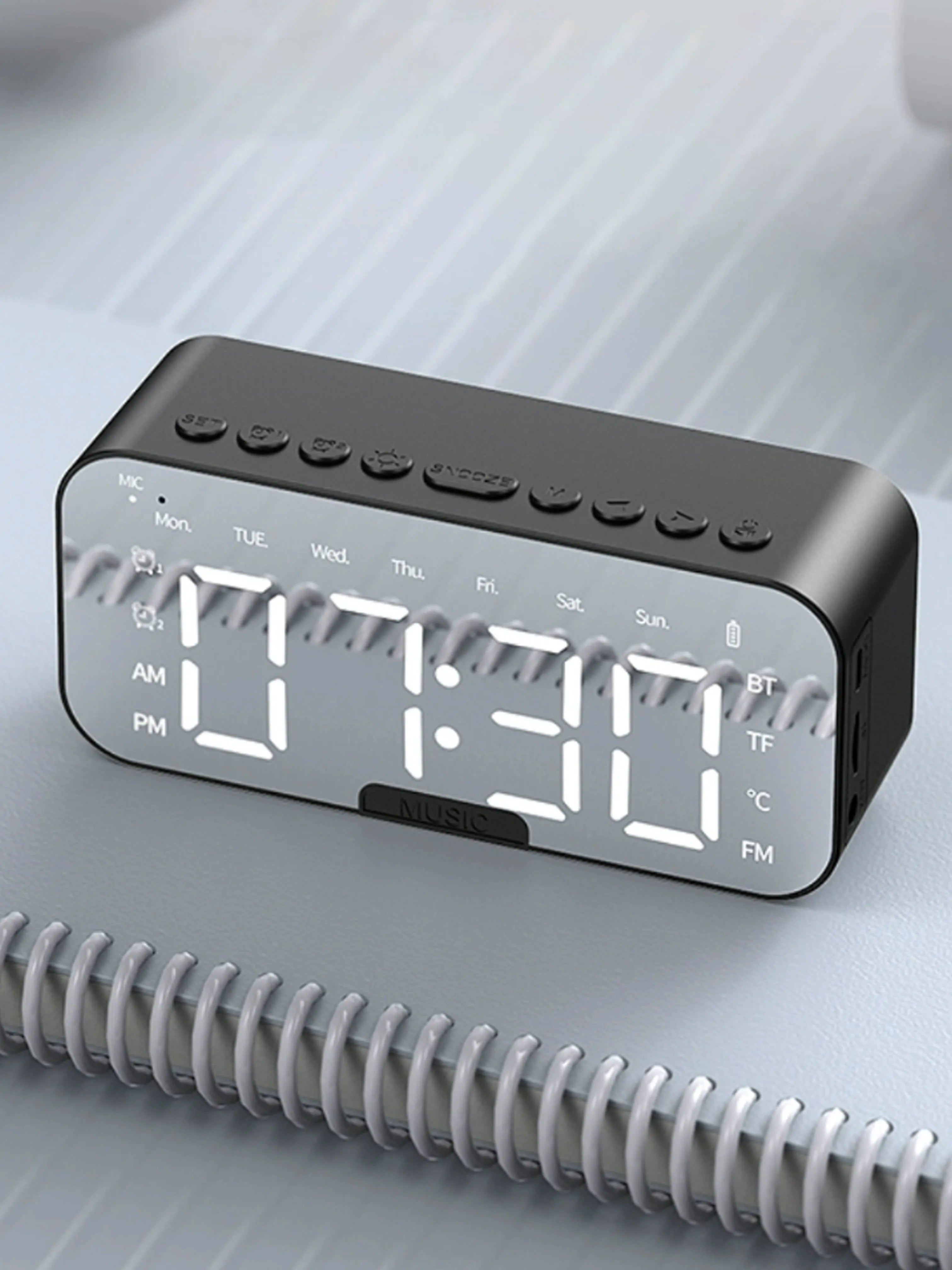 Smart Wireless Alarm Clock Speaker with Subwoofer