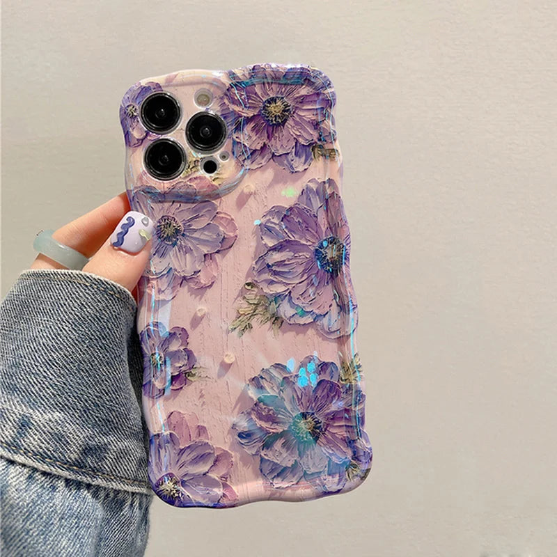 Luxury laser flower pattern phone case.