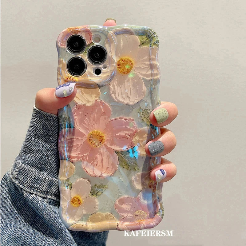 Luxury laser flower pattern phone case.