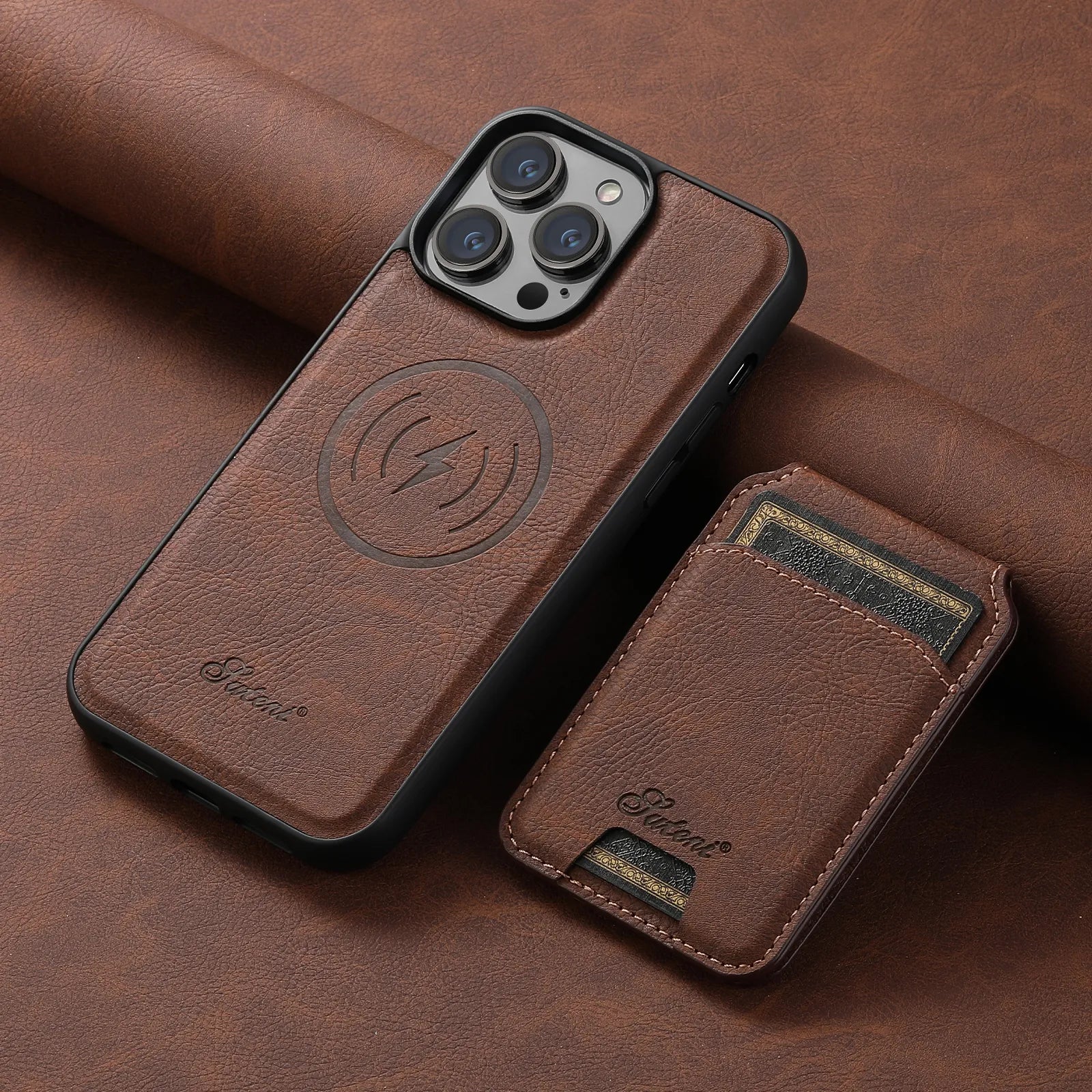 SUTENI Wallet Phone Case: Leather, Magnetic, iPhone 12-15 Pro Max Plus Ultra