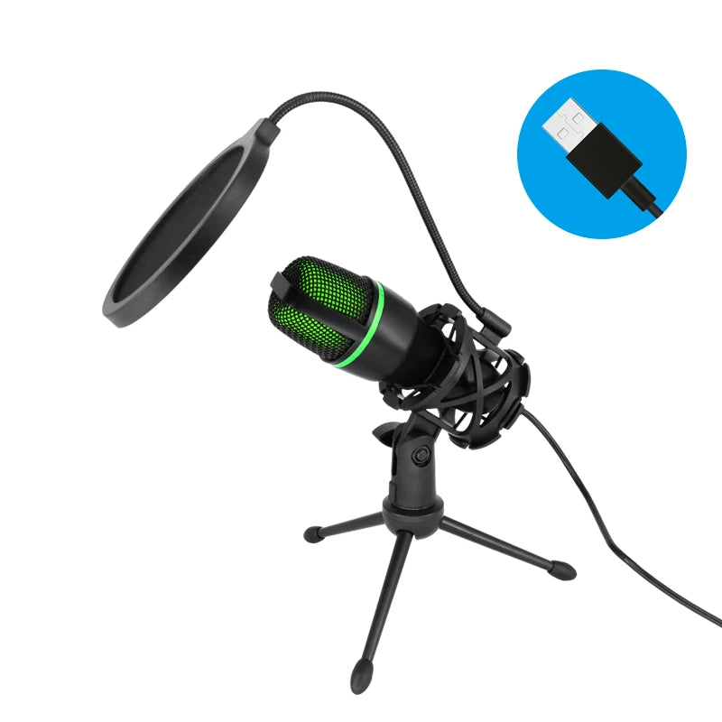 Professional USB Condenser Microphone for PC and Laptop