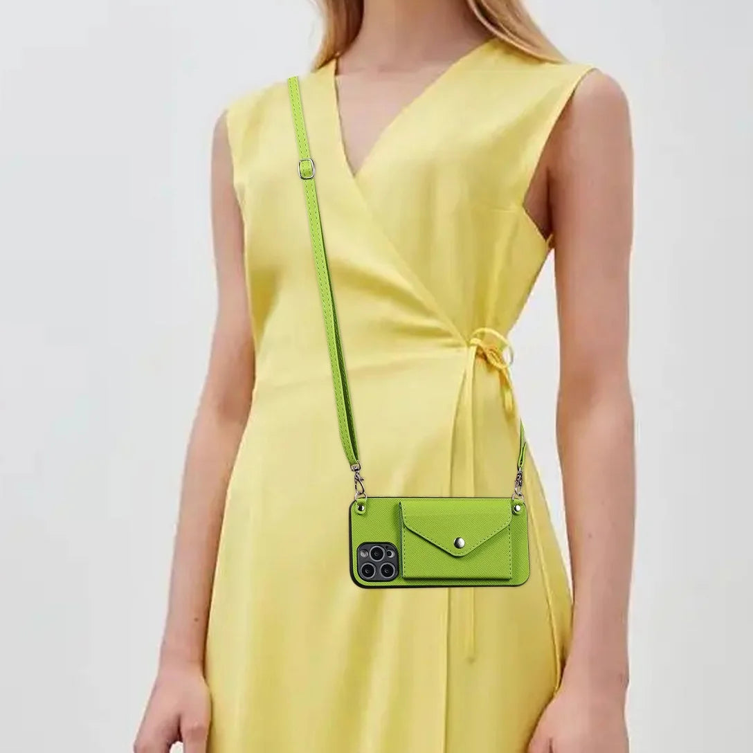 Crossbody Leather Wallet Case with Strap for iPhone 11-16 Pro Max, Mini, Plus