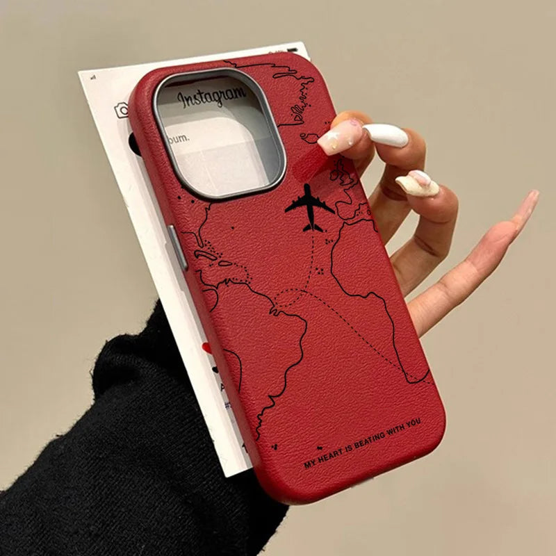 Airplane Lichee Leather Shockproof iPhone Case - For iPhone 16-11 & SE 2022