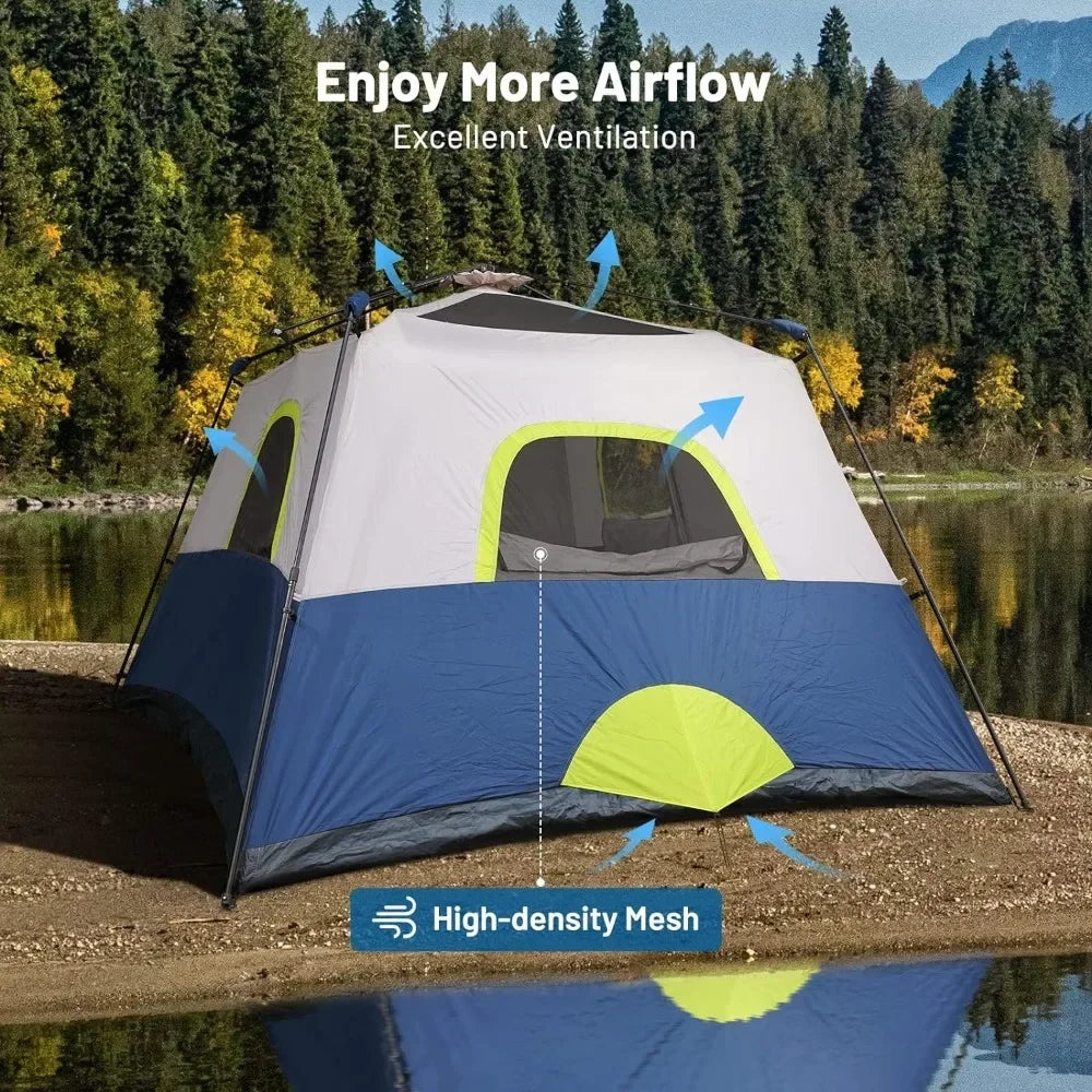 8-Person Instant Cabin Tent with Rainfly - Family Camping & Hiking