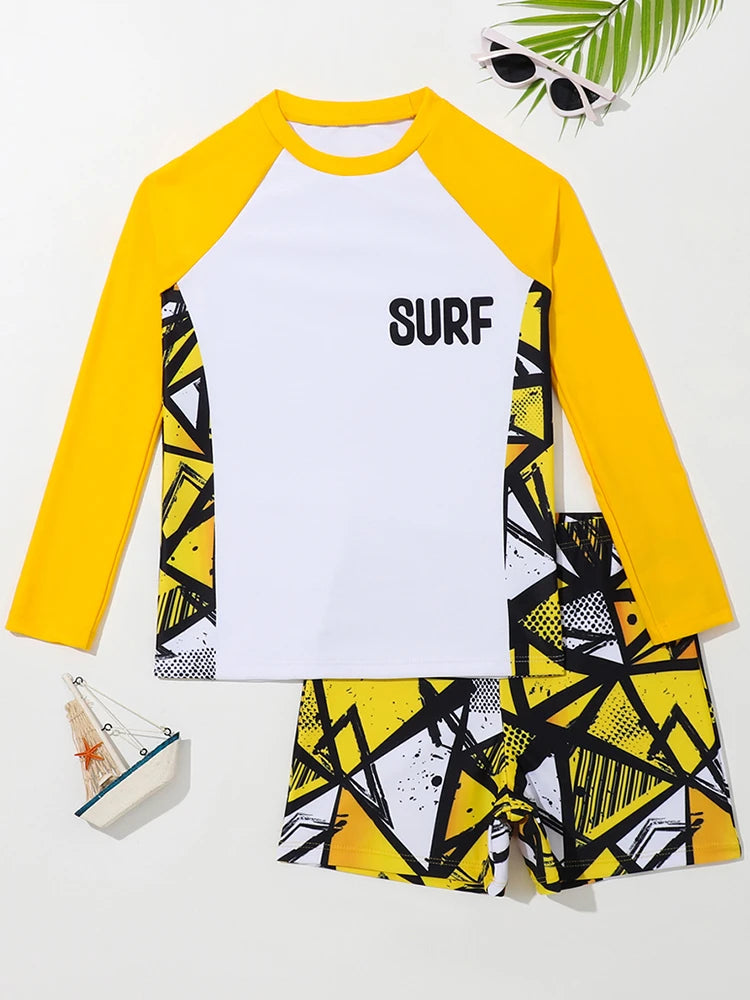 2024 Boy's Long Sleeve Swimsuit: Solid & Print