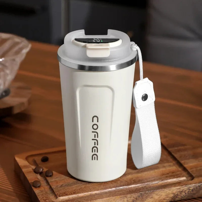 Stainless Steel Thermos Mug with Temperature Display – 380/510ml Vacuum Insulated Tumbler