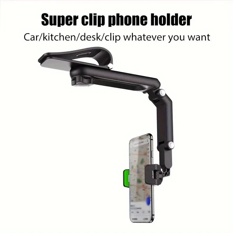 360° Rotating Car Phone Holder - Rearview Mirror & Seat Clip for 4.0-6.1