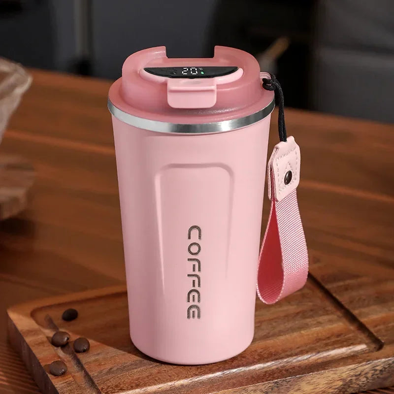 Stainless Steel Thermos Mug with Temperature Display – 380/510ml Vacuum Insulated Tumbler