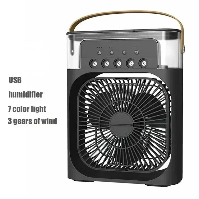 3-in-1 Portable USB Air Cooler, Humidifier & Fan with LED Light