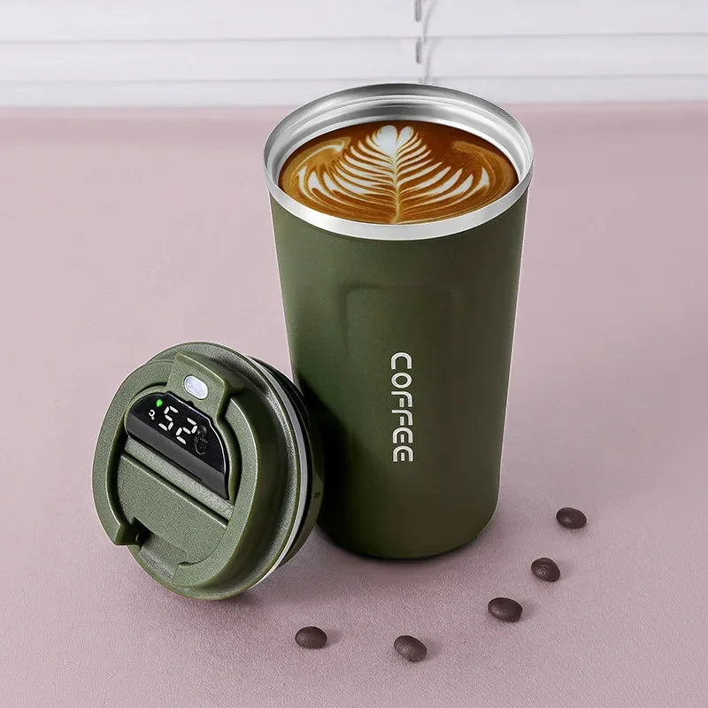 Stainless Steel Thermos Mug with Temperature Display – 380/510ml Vacuum Insulated Tumbler