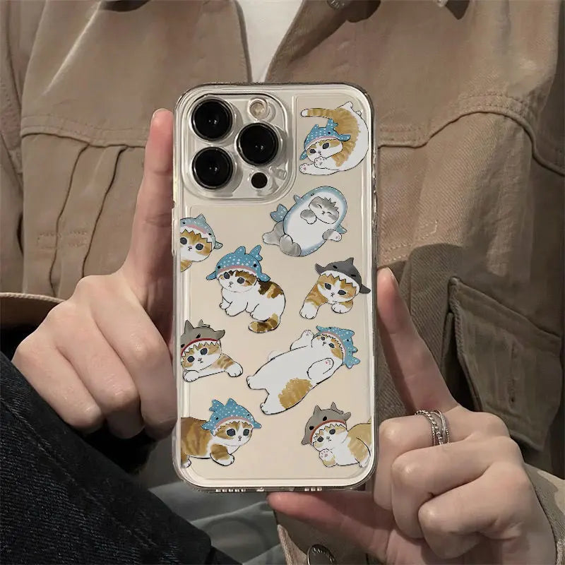 Cute M-Mofusands Cat iPhone Case - Transparent Cover