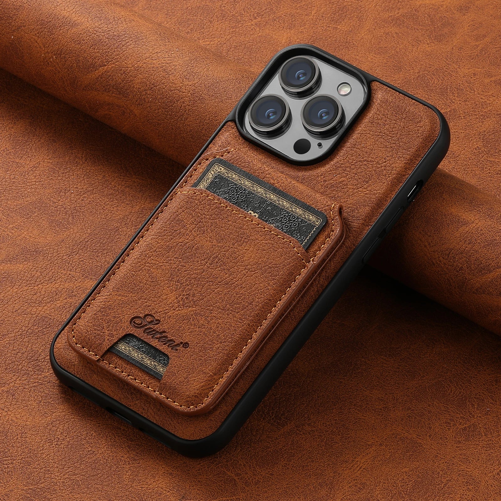 SUTENI Wallet Phone Case: Leather, Magnetic, iPhone 12-15 Pro Max Plus Ultra