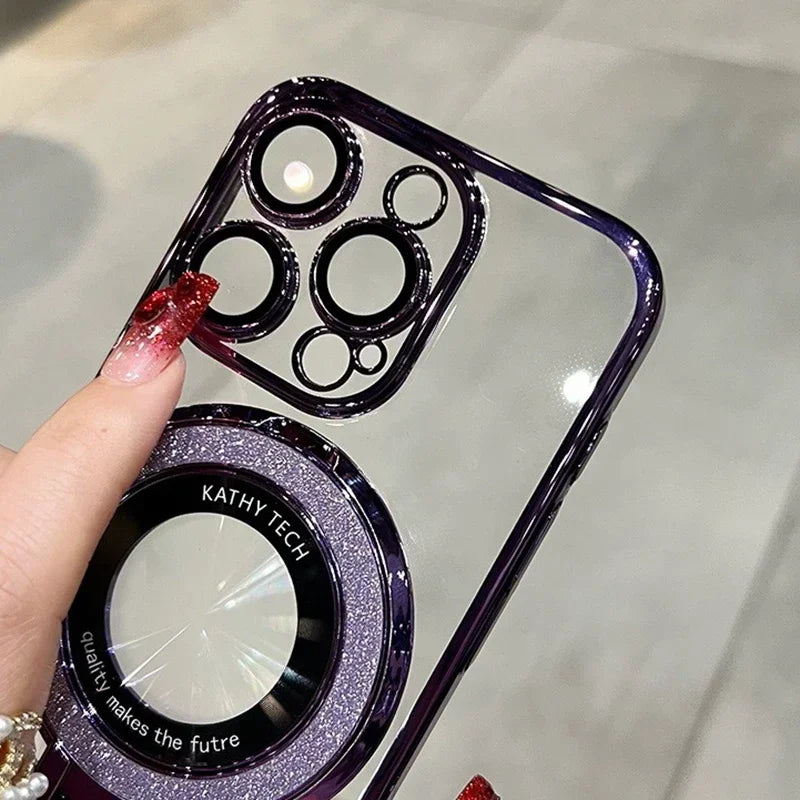 Glitter MagSafe Bracket Case for iPhone 7-16 Pro Max, SE, XS, XR