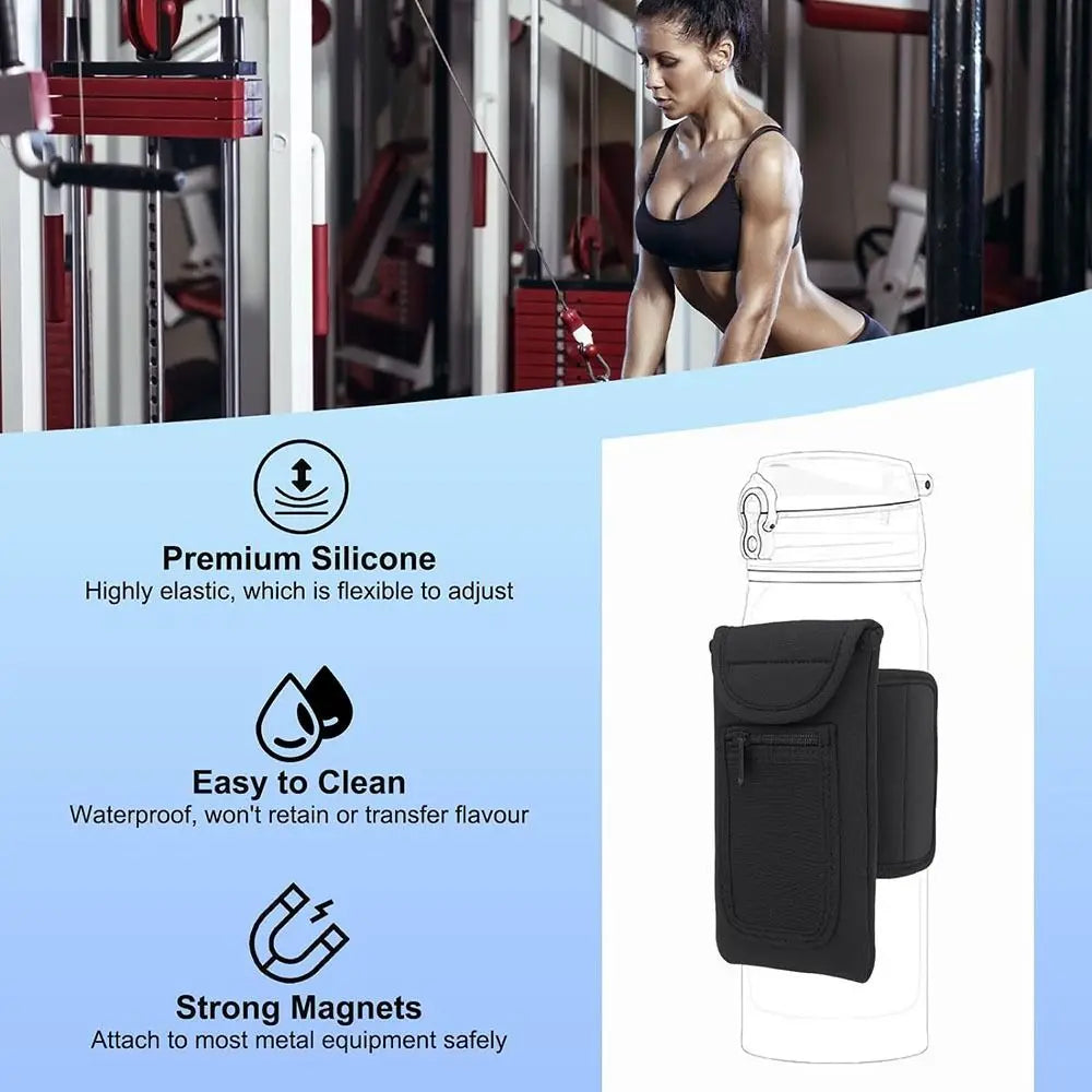 Magnetic Gym Water Bottle Holder with Built-in Magnet Sleeve