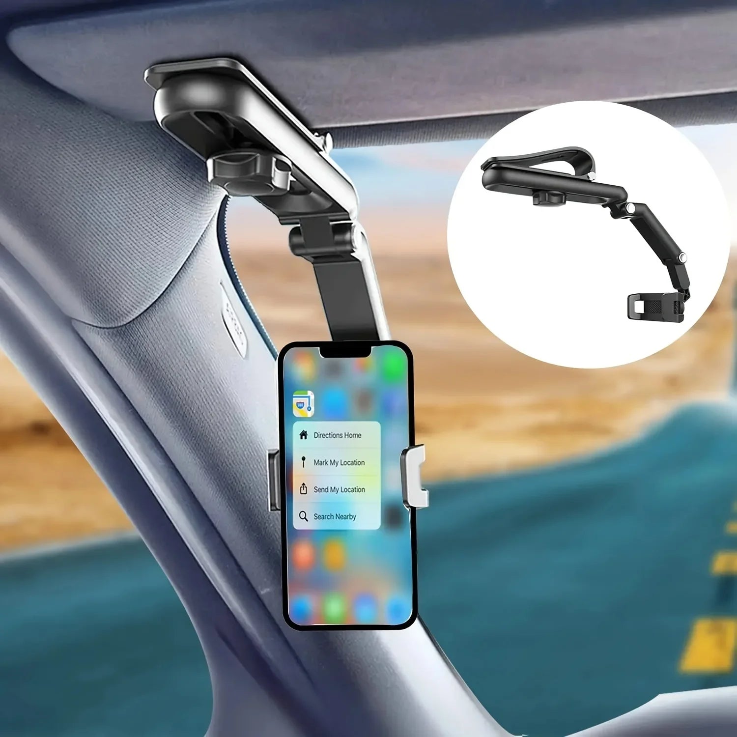 360° Rotating Car Phone Holder - Rearview Mirror & Seat Clip for 4.0-6.1