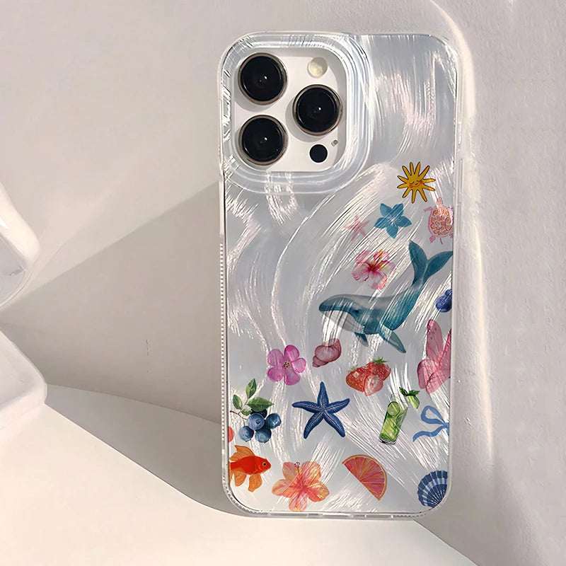 Seashell Starfish iPhone Case for 7-16 Pro Max, Plus, XS, SE2