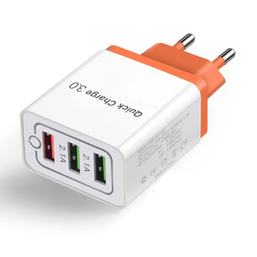 Four-port fast charger for mobile devices.