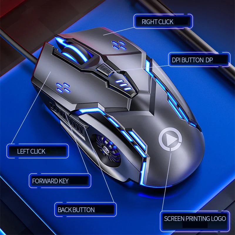 G5 Wired Gaming Mouse 3200 DPI RGB Backlight Silent 6-Button