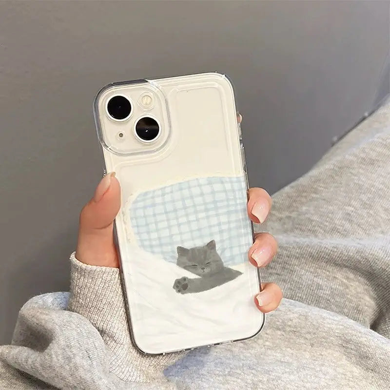 Angry Cat iPhone Case Clear Fundas for 11-15 Pro Max, Mini, SE, XS, XR