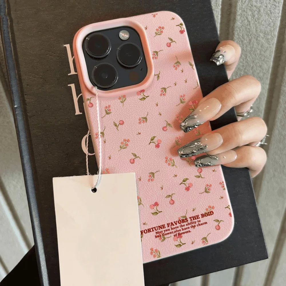 Flower iPhone Case for 11-16 Pro Max, Plus, Soft Candy Leather