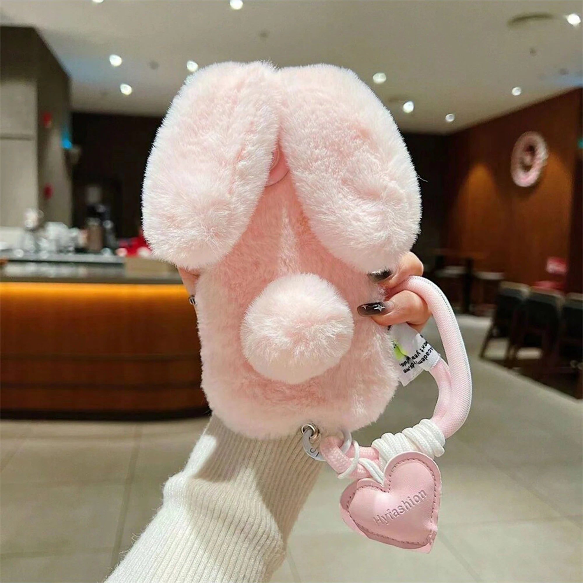 Pink Bunny Plush Phone Case – Cozy & Cute