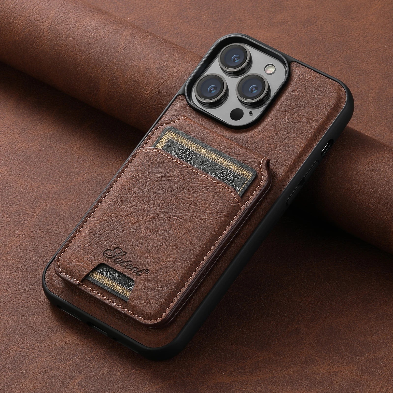 SUTENI Wallet Phone Case: Leather, Magnetic, iPhone 12-15 Pro Max Plus Ultra