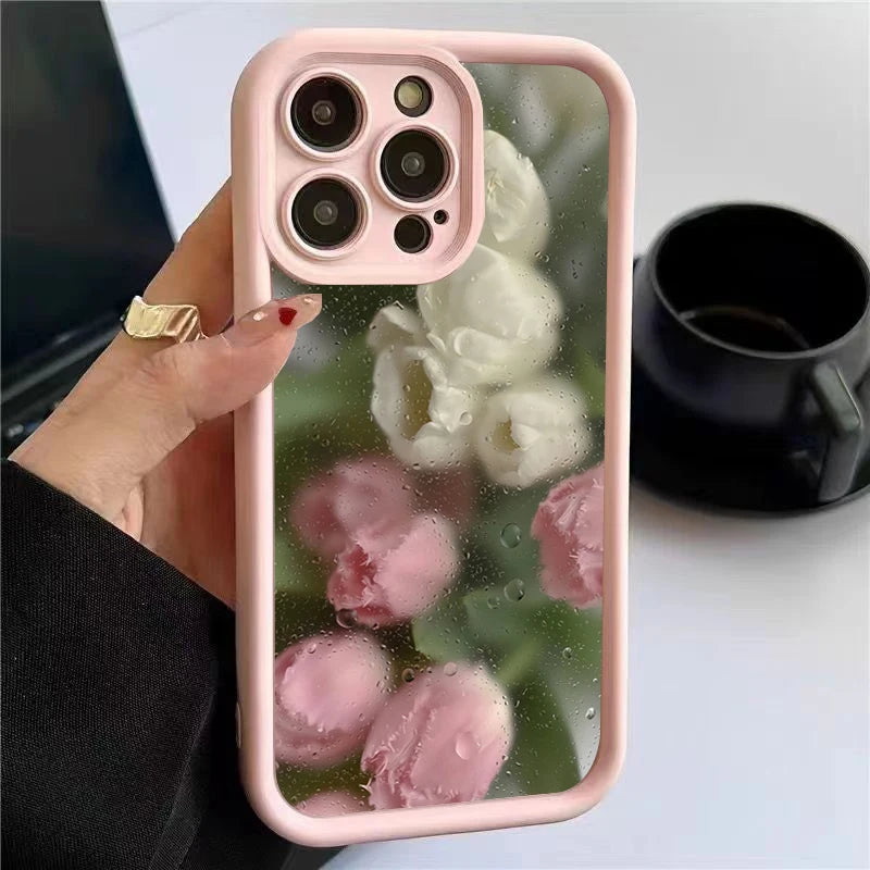 Aesthetic Rose Floral iPhone Case for 7-16 Pro Max, SE, XS, XR, 8 Plus