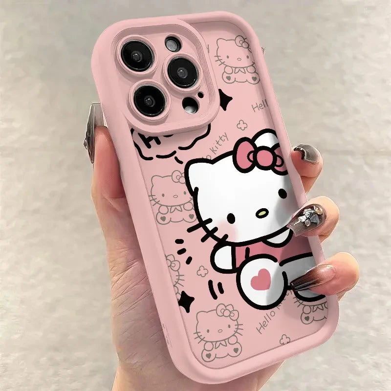 Sanrio Hello Kitty Silicone Phone Case for iPhone 7-16 Pro Max Plus
