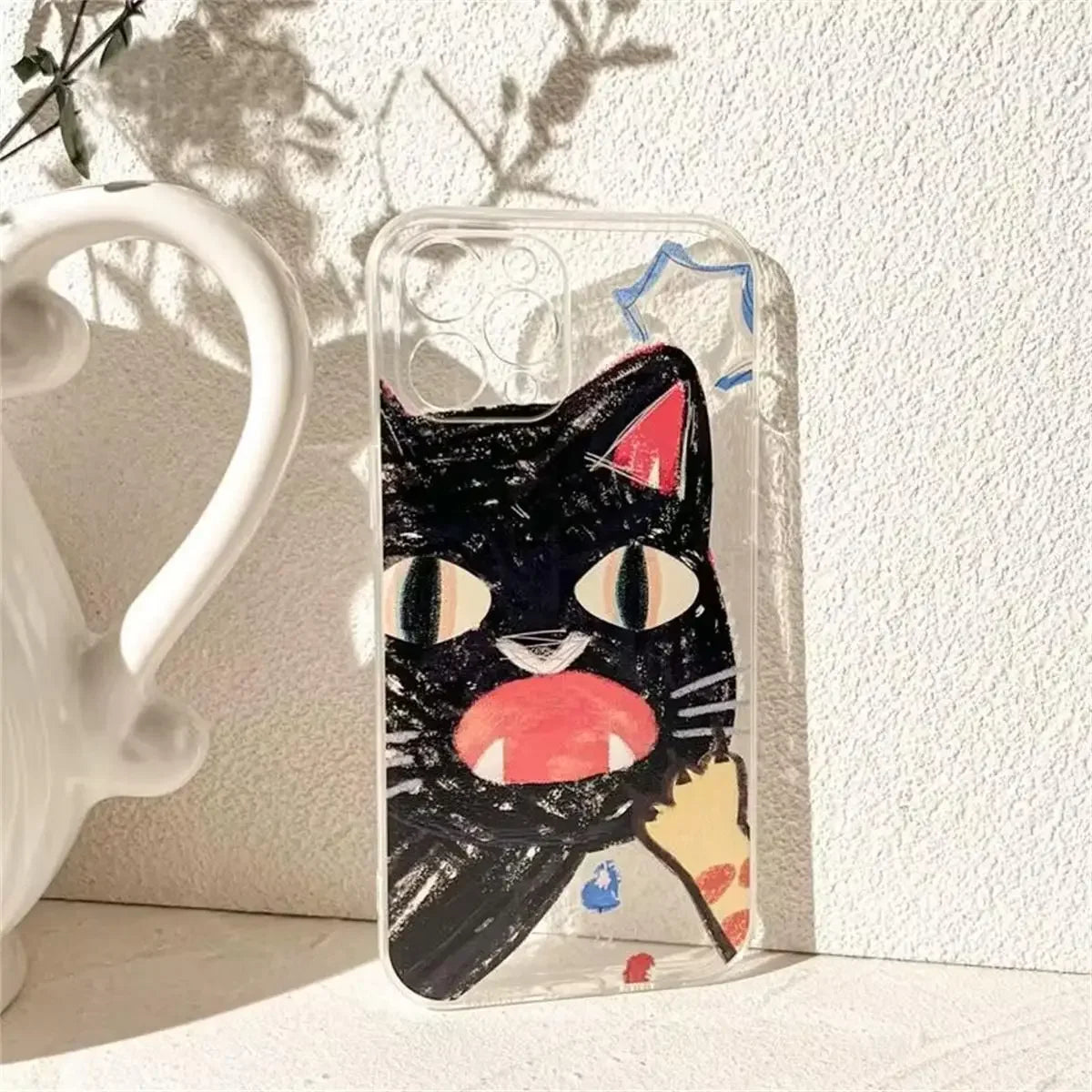 Angry Cat iPhone Case Clear Fundas for 11-15 Pro Max, Mini, SE, XS, XR