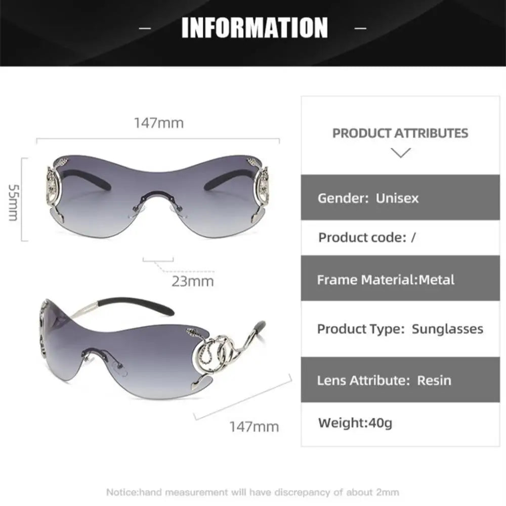 KLASSNUM Y2K Rimless Gradient Sunglasses – Stylish Metal Frame Shades for Women