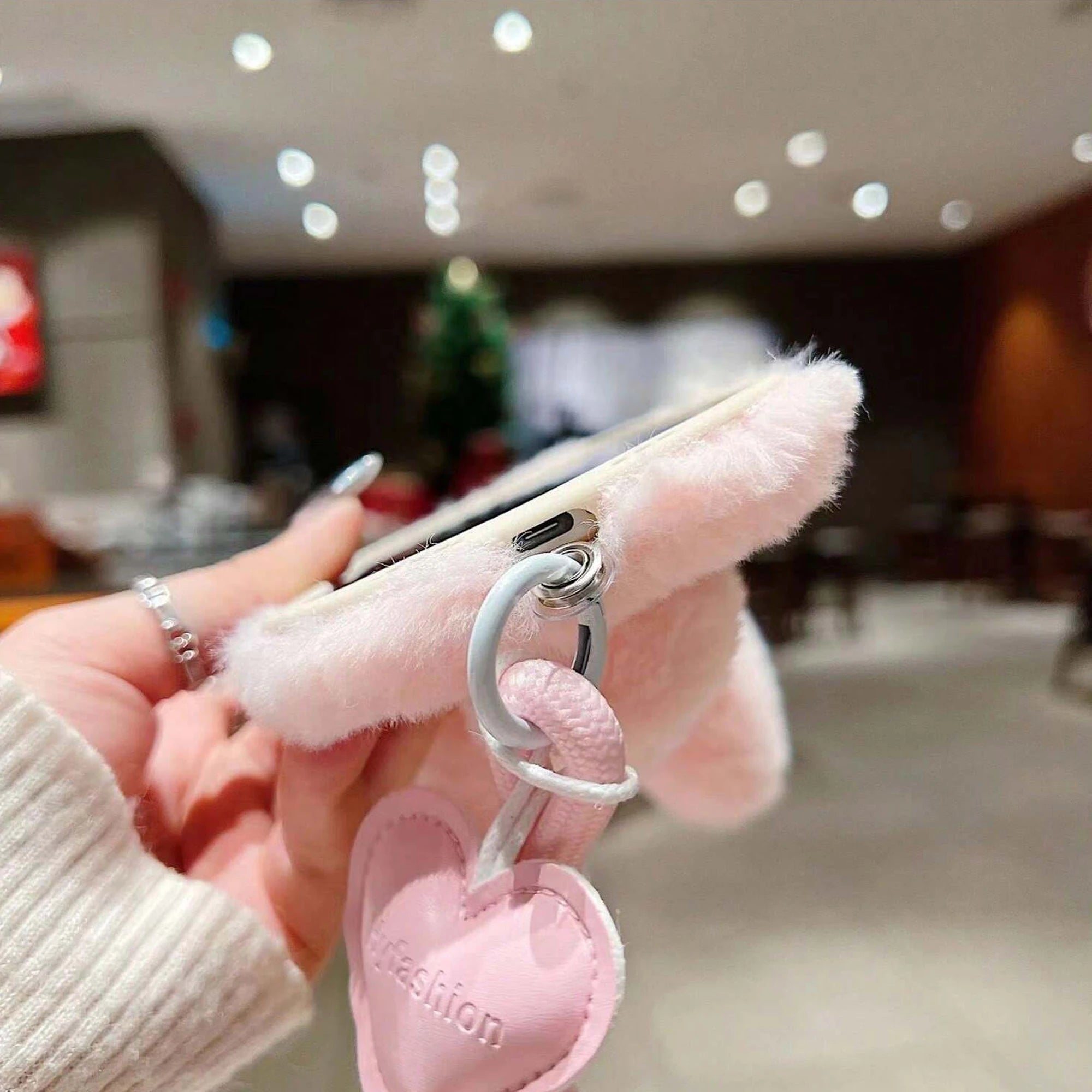Pink Bunny Plush Phone Case – Cozy & Cute