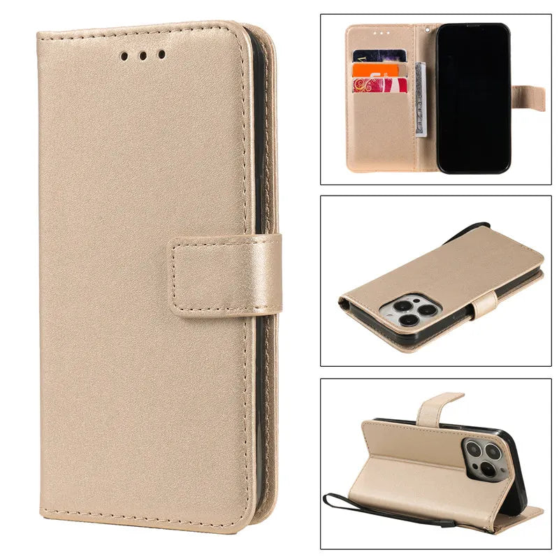 Wallet Leather Case with Card Slot for iPhone 15 Pro Max, 14 Plus, 13, 12, 11