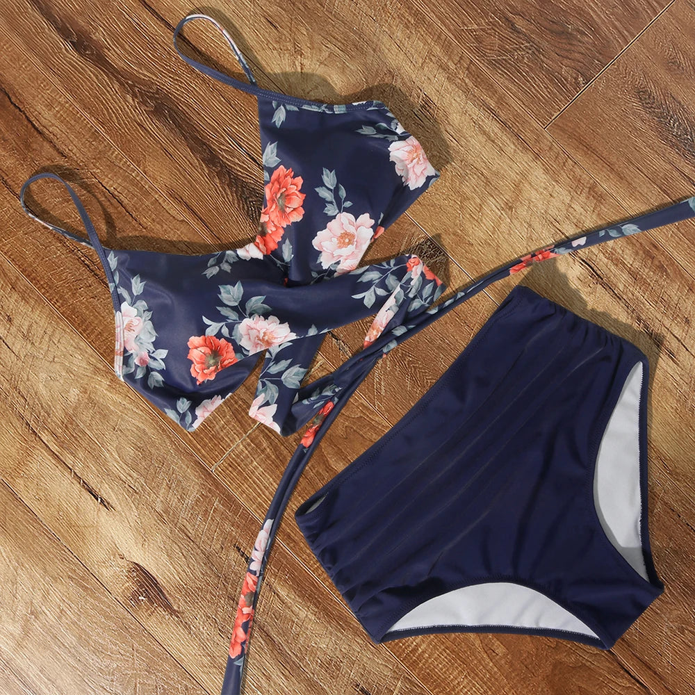 High Waist Floral Bikini Set - 2024 Swimwear