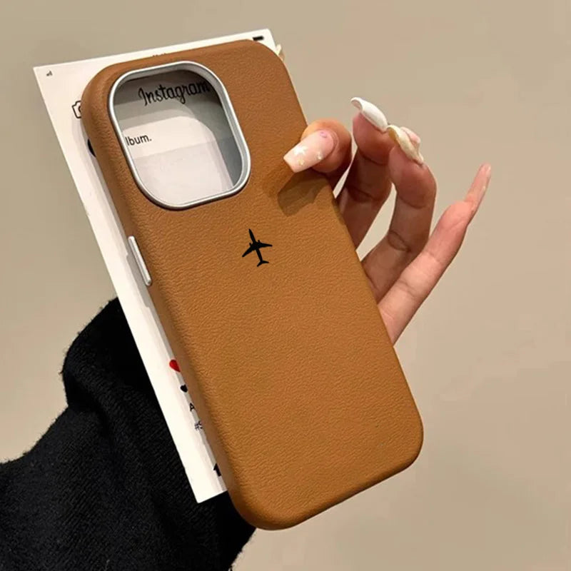 Airplane Lichee Leather Shockproof iPhone Case - For iPhone 16-11 & SE 2022