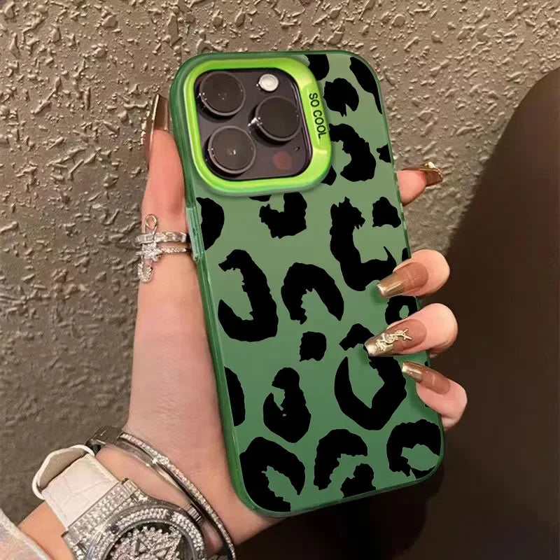 Leopard Print Electroplate iPhone Case - IMD Silver Cover