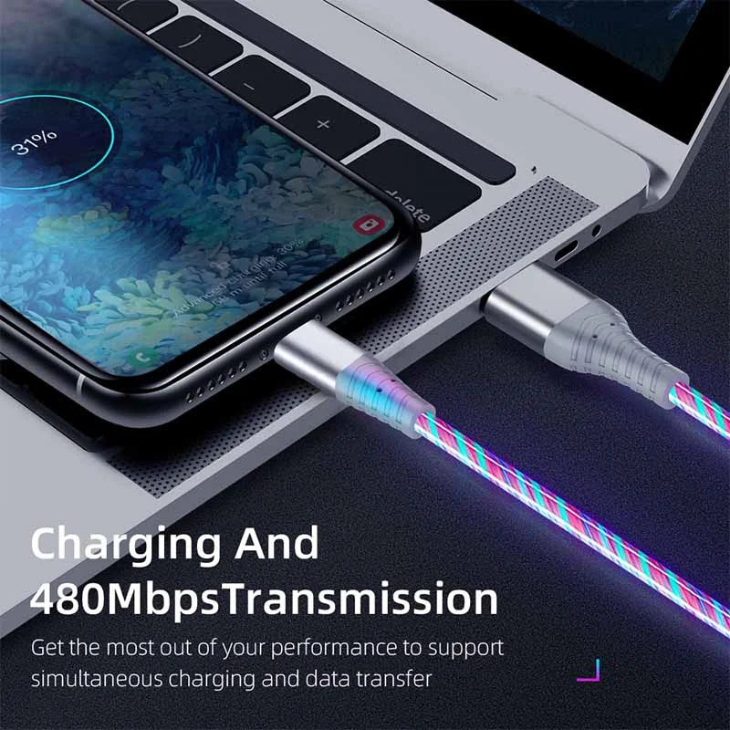 Fast charging LED USB-C cable.