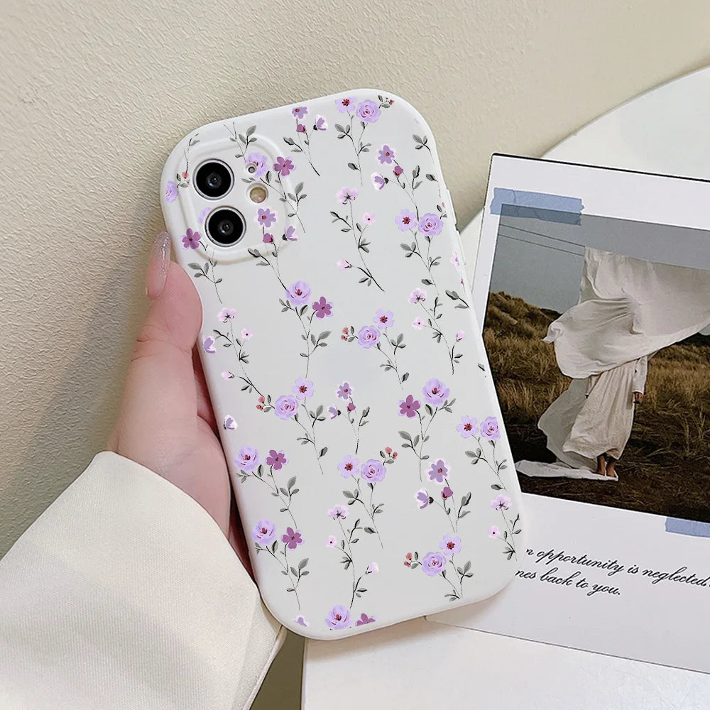 Flower Love Silicone Shockproof Phone Case for iPhone 6S-15 Pro Max Plus
