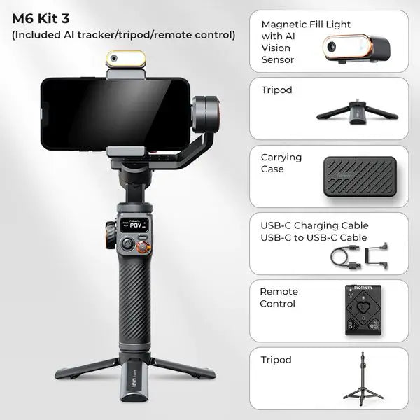 Hohem iSteady M6 Gimbal: Handheld Stabilizer with AI Fill Light